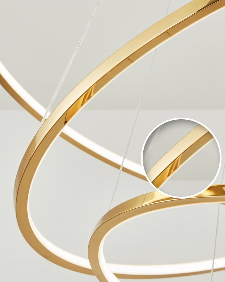 WOMO Großer, gestufter LED-Foyer-Kronleuchter mit Ring-WM2160