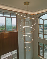 WOMO Grand lustre de hall à LED étagé avec anneau - WM2160