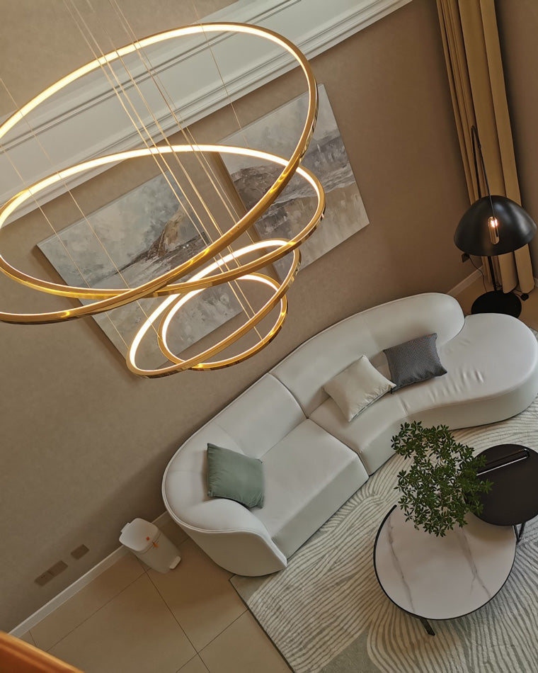 WOMO Großer, gestufter LED-Foyer-Kronleuchter mit Ring-WM2160