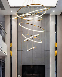 WOMO Grand lustre de hall à LED étagé avec anneau - WM2160