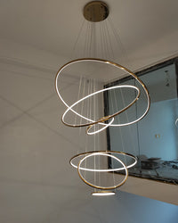 WOMO Grand lustre de hall à LED étagé avec anneau - WM2160