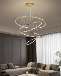 WOMO Grand lustre de hall à LED étagé avec anneau - WM2160