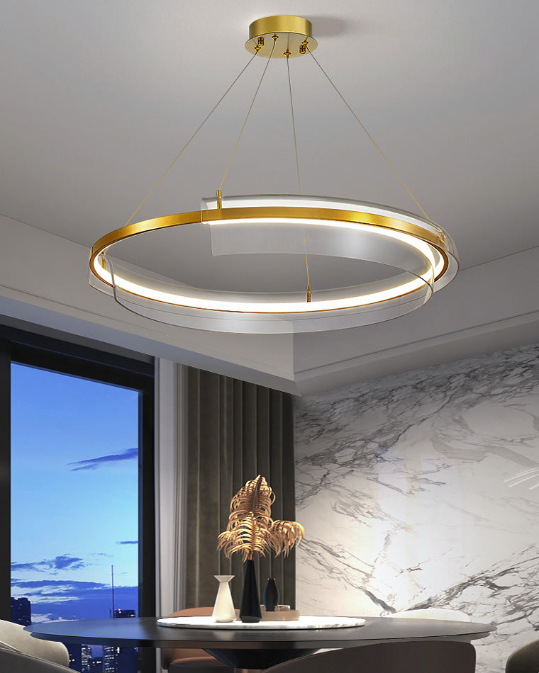 WOMO Goldener runder LED-Kronleuchter WM2165