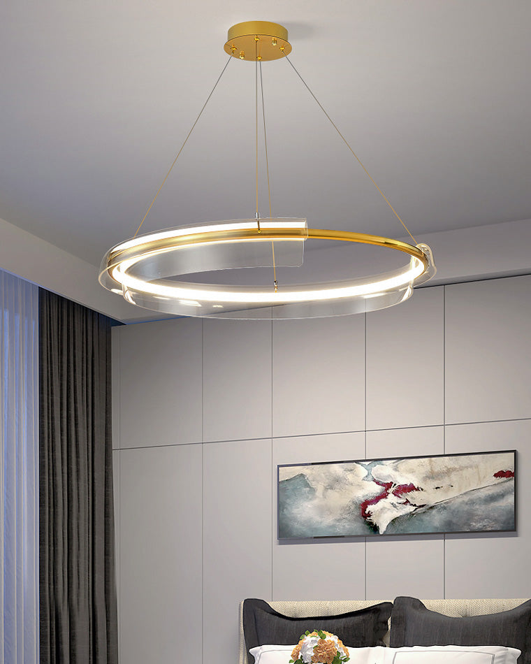 WOMO Goldener runder LED-Kronleuchter WM2165