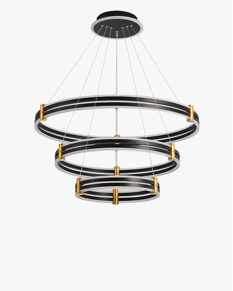 WOMO Chandelier with Stepped Black Rings - WM2172