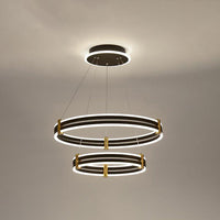 WOMO Chandelier with Stepped Black Rings - WM2172