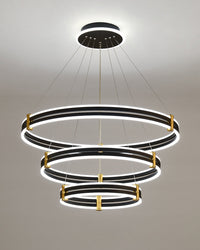 WOMO Chandelier with Stepped Black Rings - WM2172
