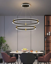 WOMO Chandelier with Stepped Black Rings - WM2172
