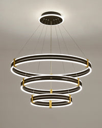 WOMO Chandelier with Stepped Black Rings - WM2172