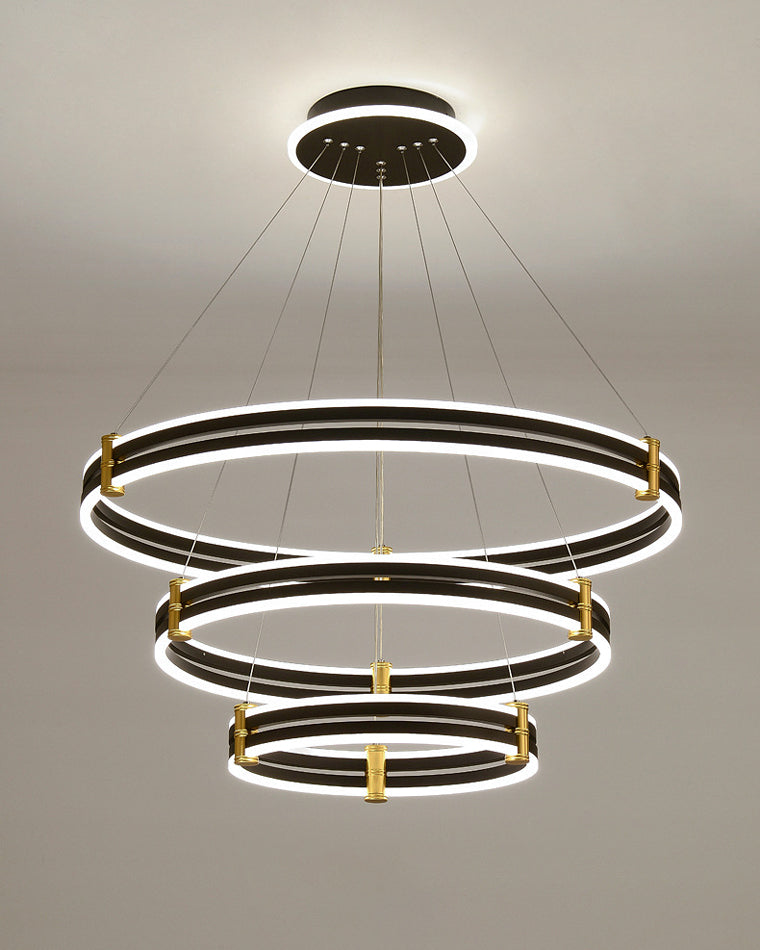 WOMO Kronleuchter mit gestuften schwarzen Ringen-WM2172