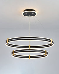 WOMO Chandelier with Stepped Black Rings - WM2172