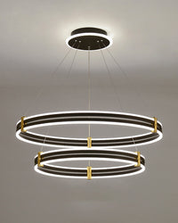 WOMO Chandelier with Stepped Black Rings - WM2172