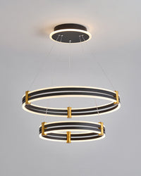 WOMO Chandelier with Stepped Black Rings - WM2172