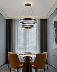 WOMO Chandelier with Stepped Black Rings - WM2172