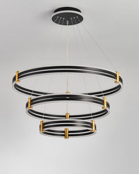WOMO Chandelier with Stepped Black Rings - WM2172