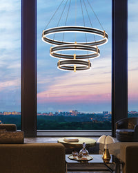 WOMO Chandelier with Stepped Black Rings - WM2172