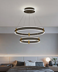 WOMO Chandelier with Stepped Black Rings - WM2172
