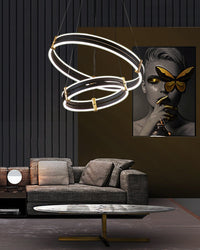 WOMO Chandelier with Stepped Black Rings - WM2172