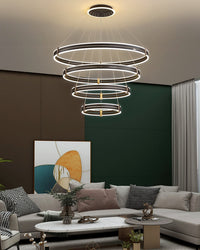 WOMO Chandelier with Stepped Black Rings - WM2172