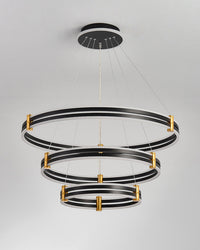 WOMO Chandelier with Stepped Black Rings - WM2172
