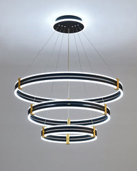WOMO Chandelier with Stepped Black Rings - WM2172