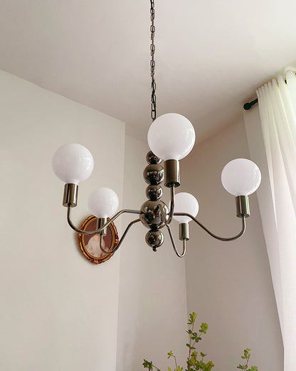 WOMO Glass Globe Black Arm Chandelier-WM2173