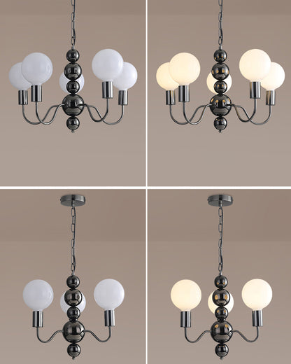 WOMO Glass Globe Black Arm Chandelier-WM2173
