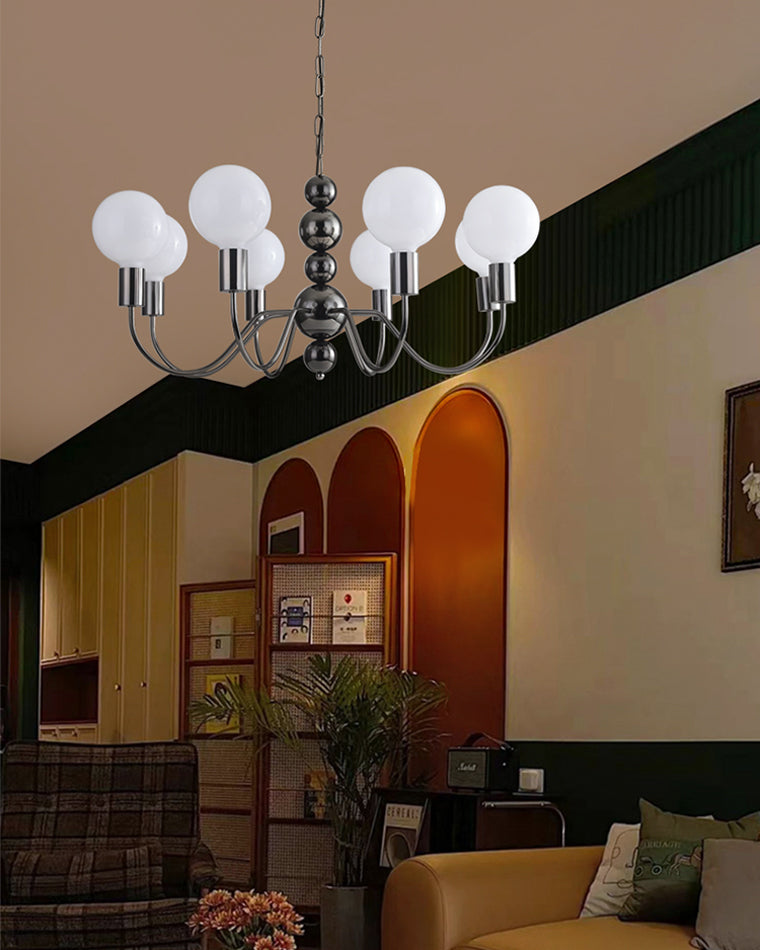 WOMO Glass Globe Black Arm Chandelier-WM2173