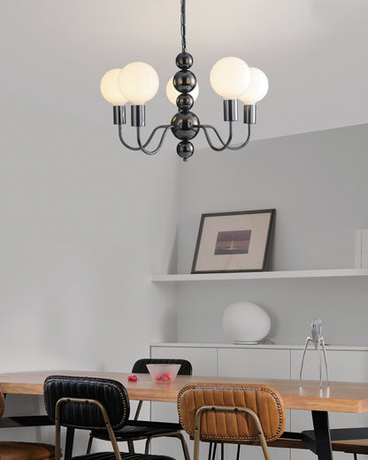 WOMO Glass Globe Black Arm Chandelier-WM2173