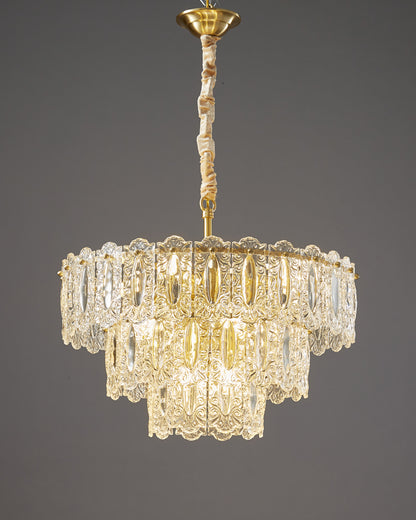 WOMO Textured Glass Tiered Chandelier-WM2177