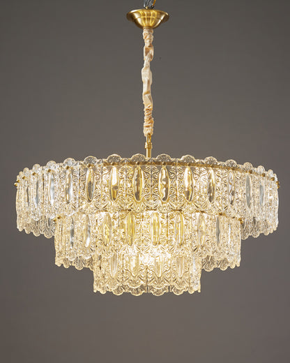 WOMO Textured Glass Tiered Chandelier-WM2177