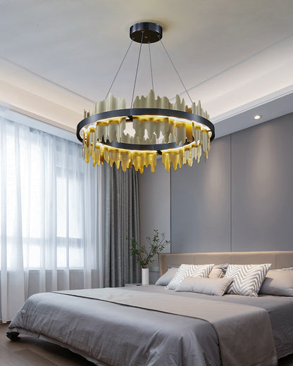 WOMO Iceberg Round Black Gold Chandelier-WM2183