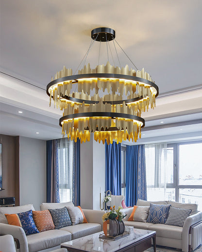 WOMO Iceberg Round Black Gold Chandelier-WM2183
