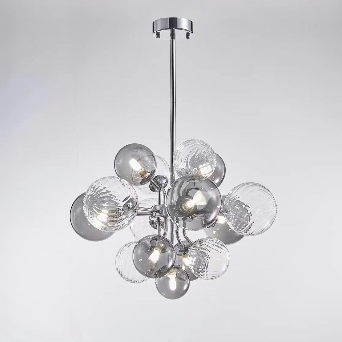 WOMO Kronleuchter aus Rauchglas mit Blasenmuster - WM2198
