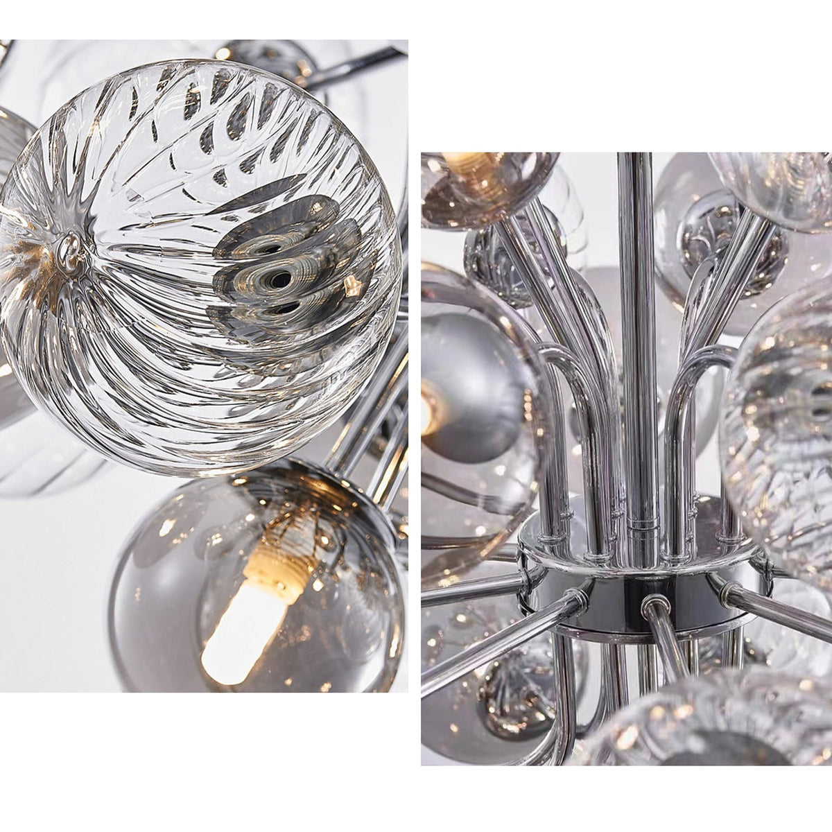 Lustre WOMO en verre fumé avec motif à bulles - WM2198