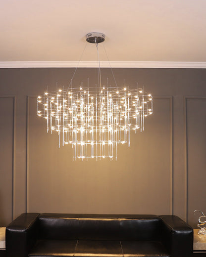 WOMO Tiered Glass Rod Sculptural Chandelier-WM2199