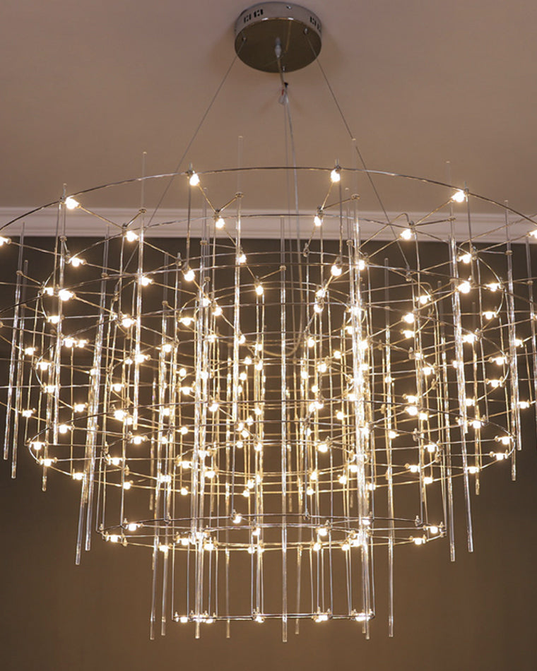 WOMO Tiered Glass Rod Sculptural Chandelier-WM2199