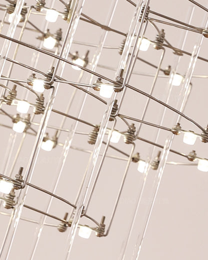 WOMO Tiered Glass Rod Sculptural Chandelier-WM2199