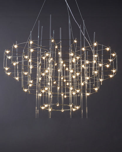 WOMO Tiered Glass Rod Sculptural Chandelier-WM2199