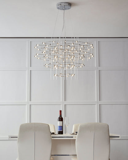 WOMO Tiered Glass Rod Sculptural Chandelier-WM2199