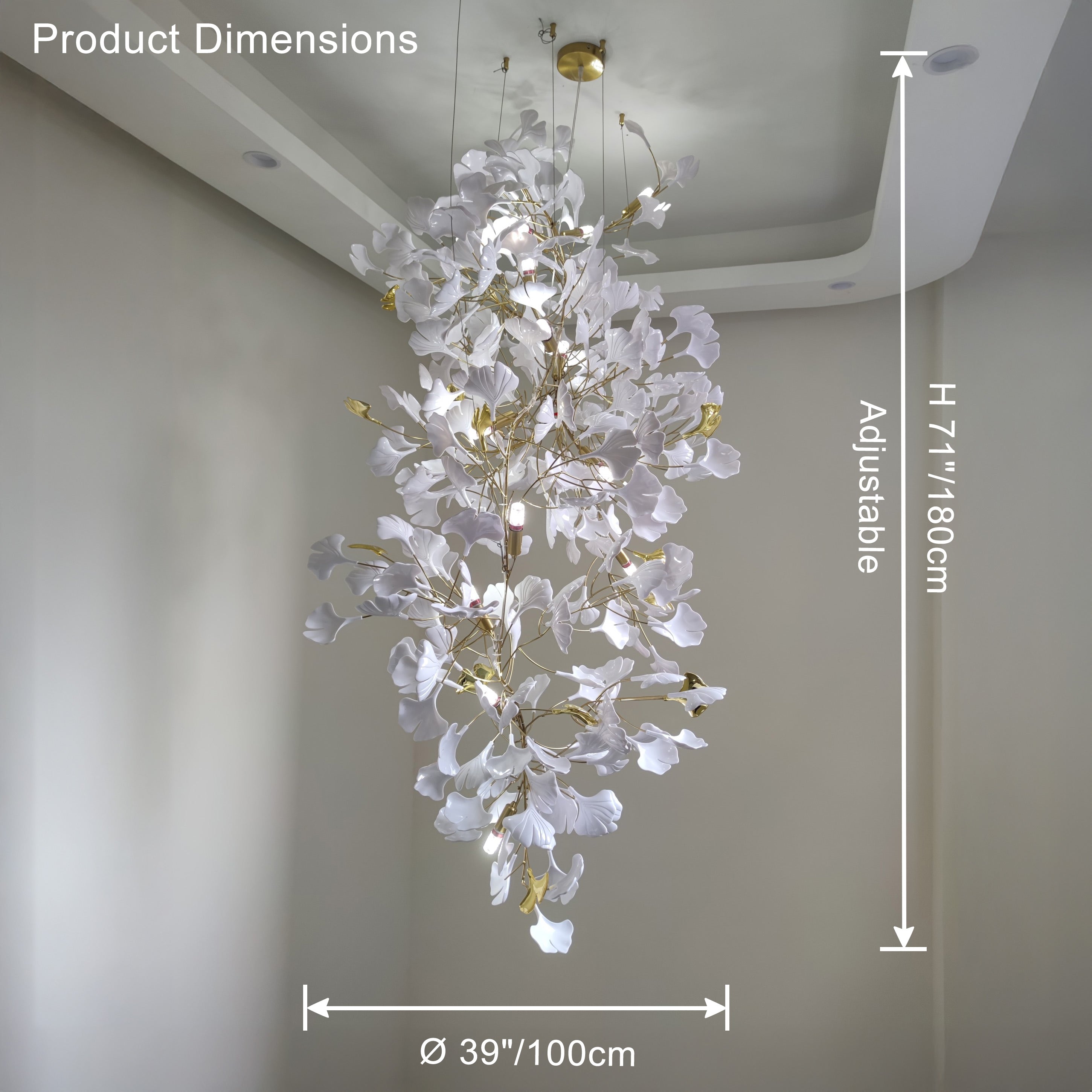 WOMO Ginkgo Cascade Foyer Chandelier WM2206