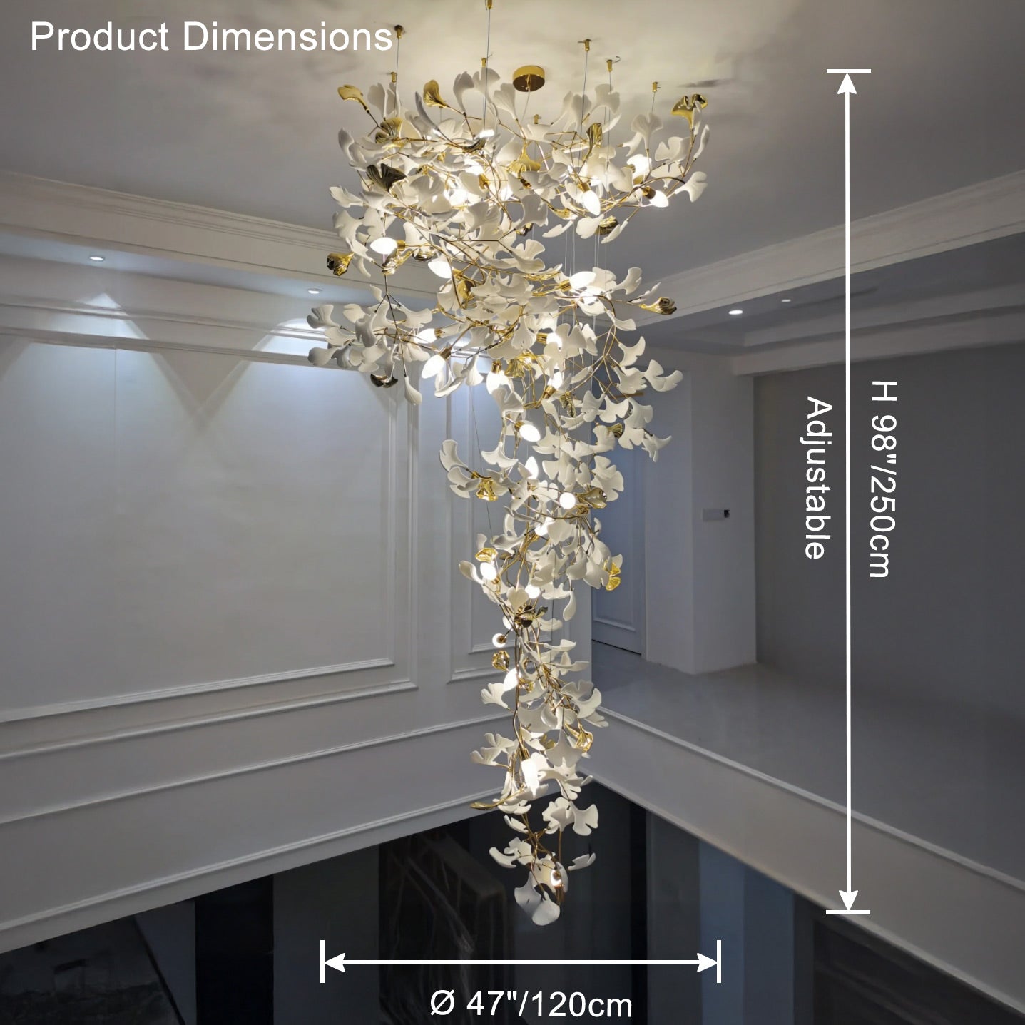 WOMO Ginkgo Cascade Foyer Chandelier WM2206
