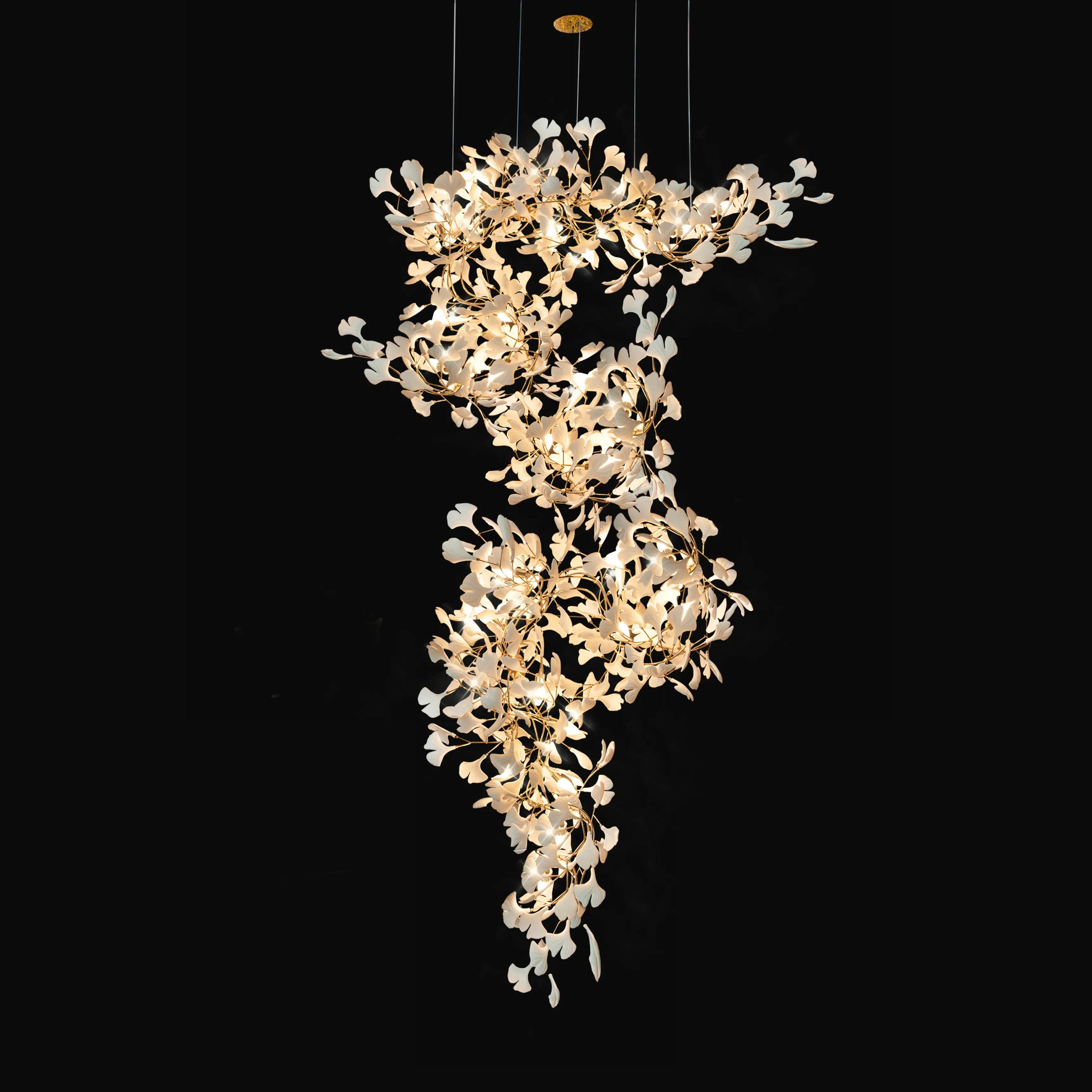 WOMO Ginkgo Cascade Foyer Chandelier WM2206