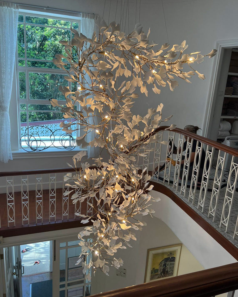 WOMO Ginkgo Long Cascading Foyer Chandelier-WM2206
