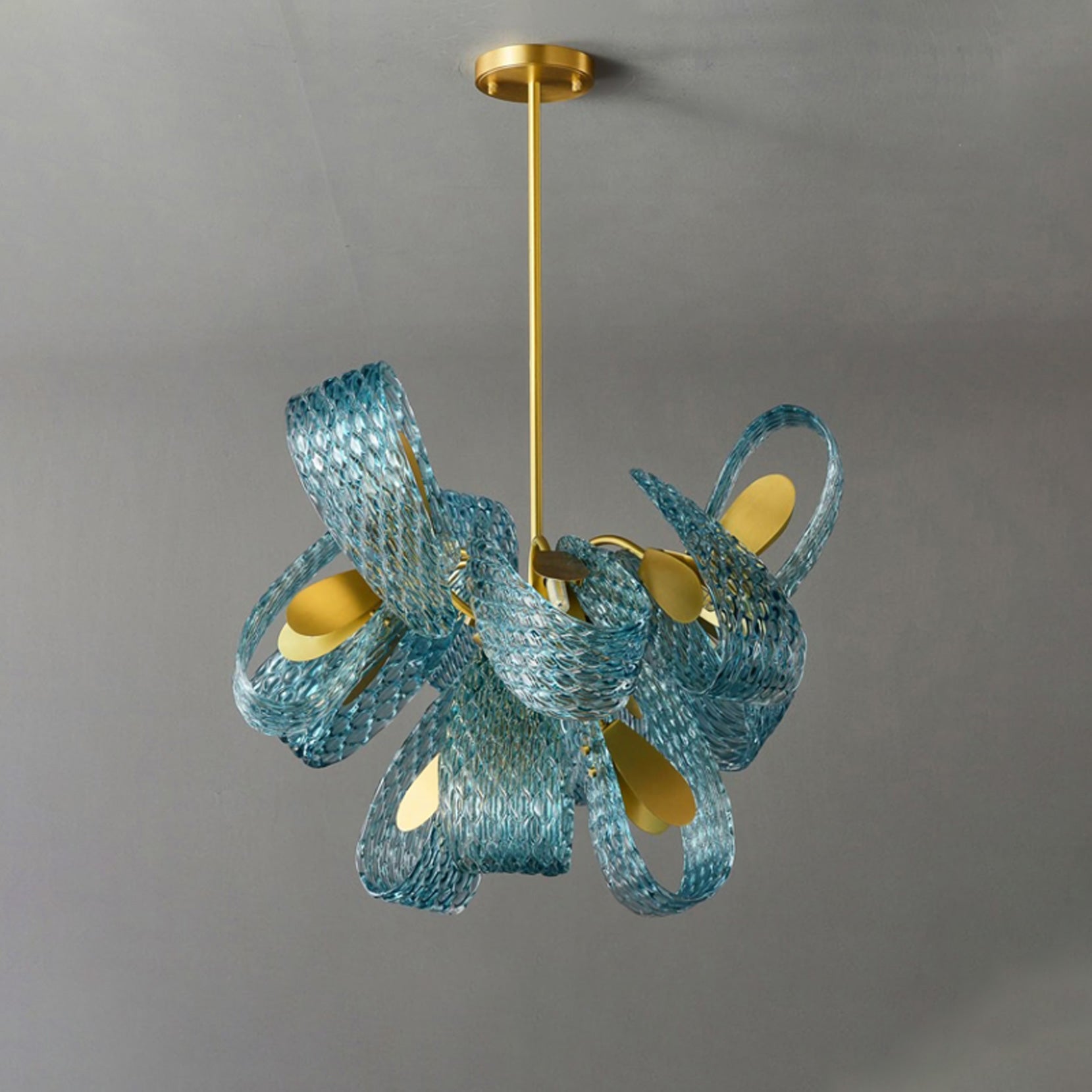 WOMO Edle Kronleuchter Blau Glas Wohnzimmer-WM2213b