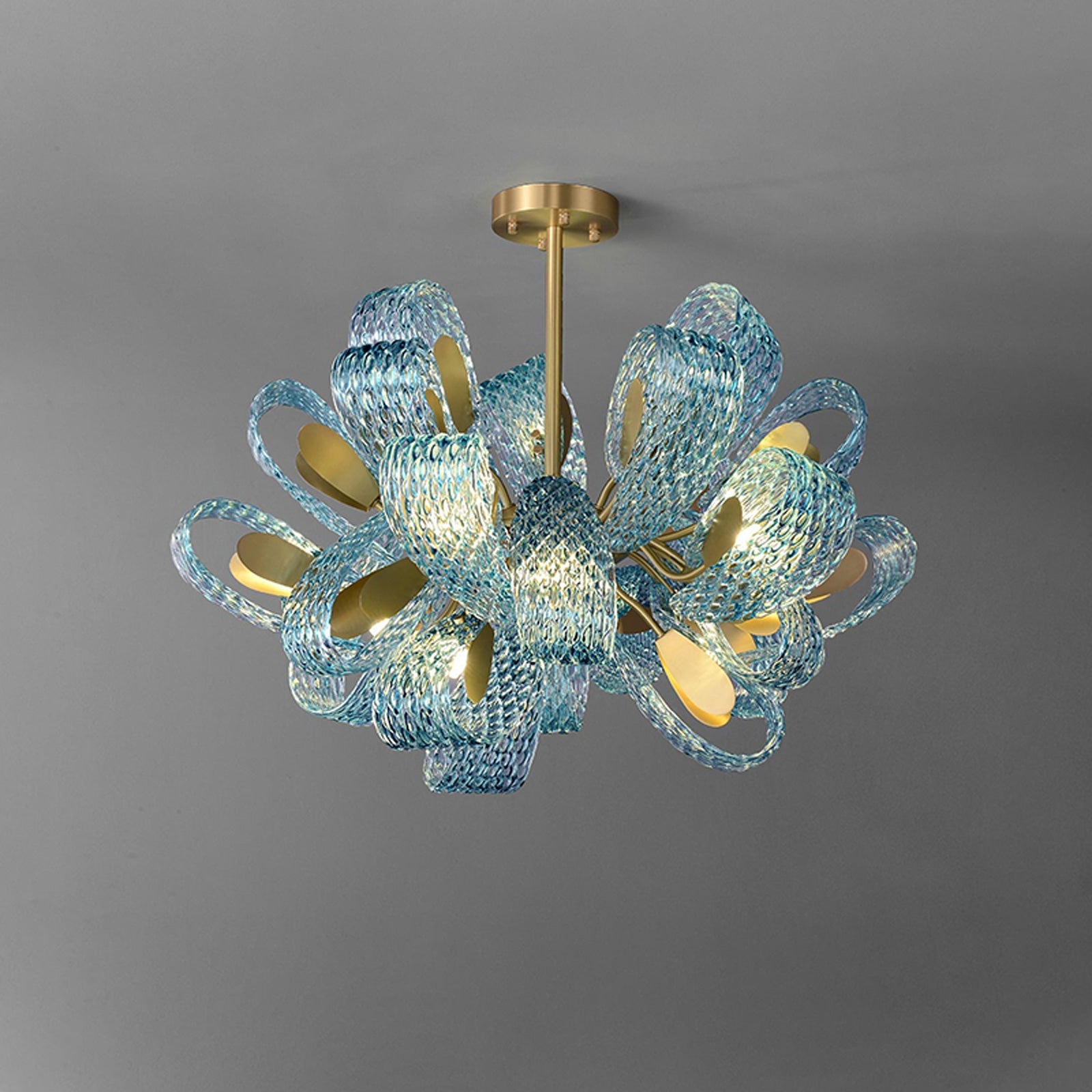 WOMO Edle Kronleuchter Blau Glas Wohnzimmer-WM2213b