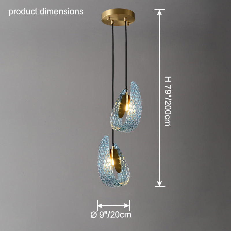 WOMO Elegante Cluster Pendelleuchte Blau Glas Treppenhaus-WM2213a