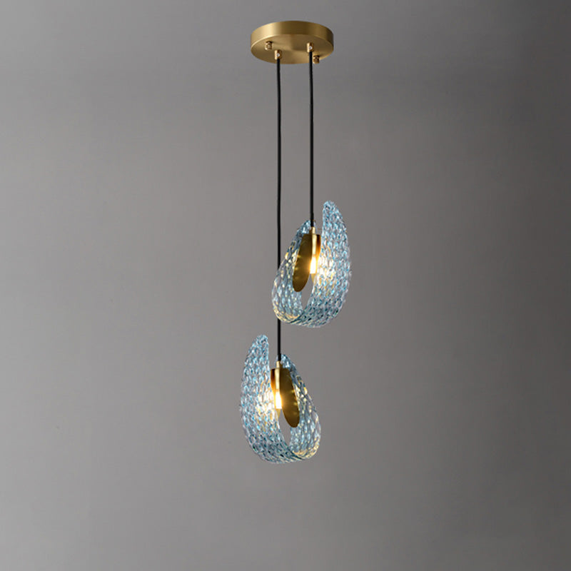 WOMO Elegante Cluster Pendelleuchte Blau Glas Treppenhaus-WM2213a