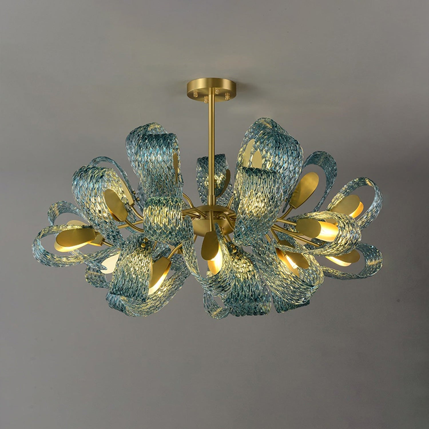 WOMO Edle Kronleuchter Blau Glas Wohnzimmer-WM2213b