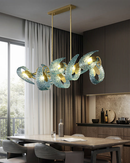 WOMO Peacock Blue Art Glass Chandelier-WM2213